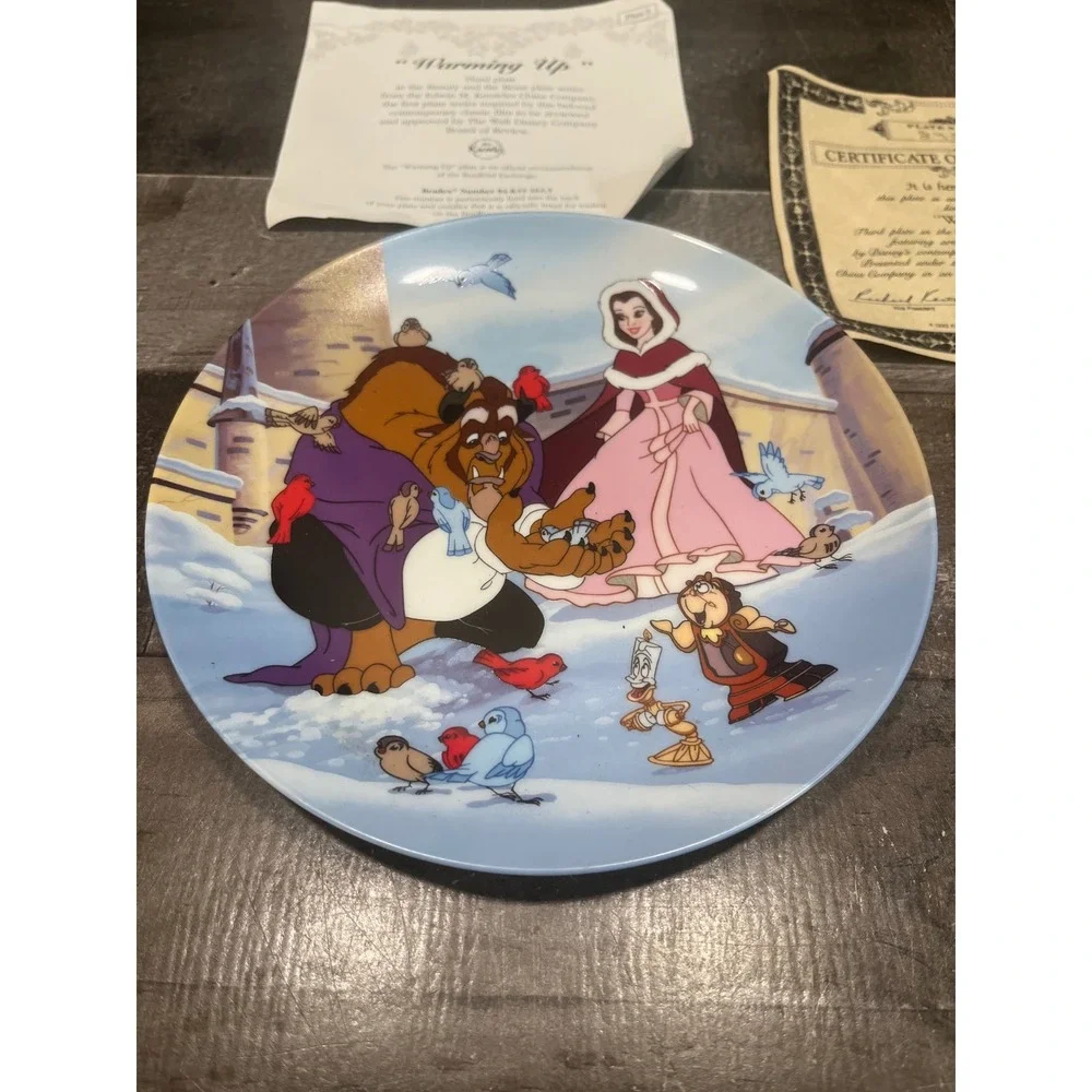 Disney Beauty and the Beast Warming Up Collector Plate Knowles 1993 COA 8455A